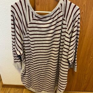 Maurices Burgundy and Cream Striped Top